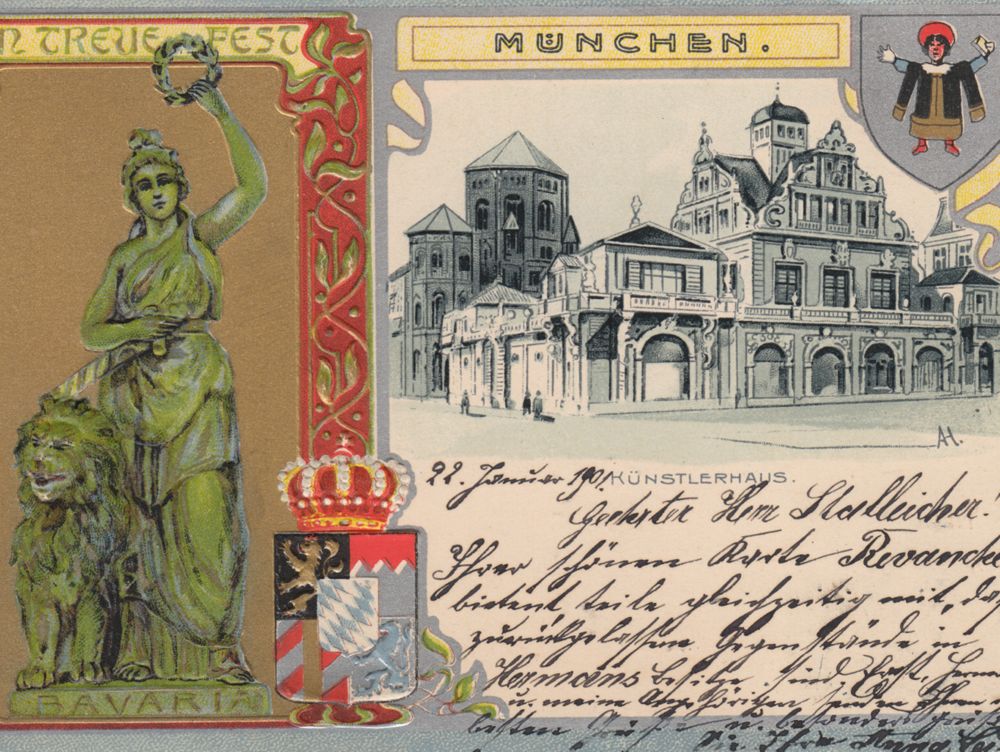 Munich: Symbols of the city, mailed in 1901
